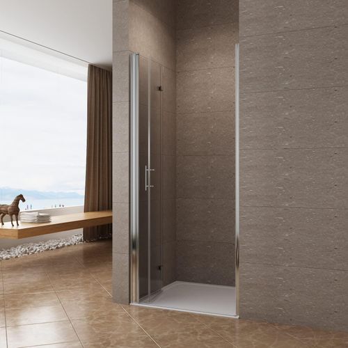 Falttür Drehfalttür Duschtür Scharniertür Nische Dusche Pendeltür Nischentür 70x197 cm Klarglas mit Nano Beschichtung Hebe-Senk Mechanismus Verstellbereich Lotuseffekt