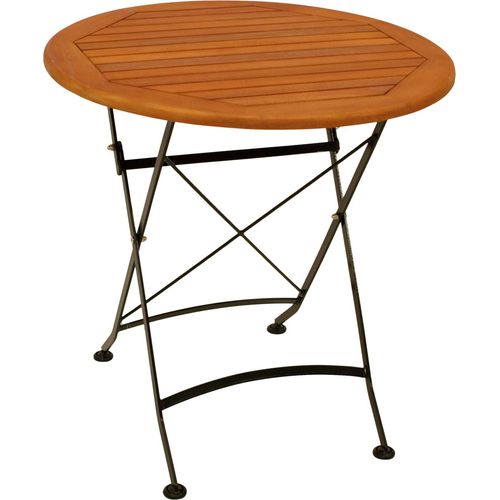 Klapptisch 75cm rund Flachstahl schwarz Eukalyptusholz