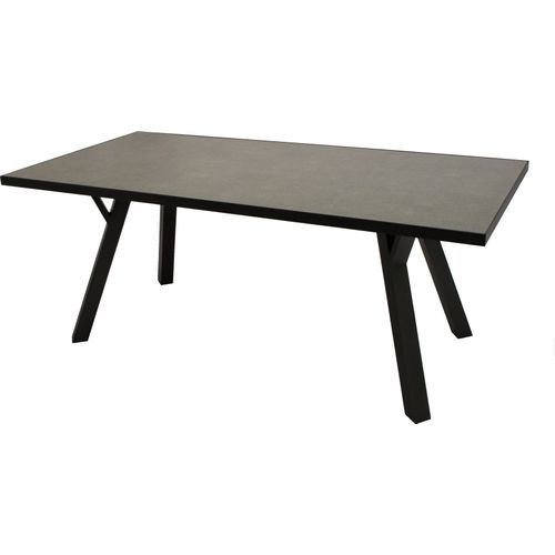 Tisch Gartentisch 180x90cm Aluminium dunkelgrau mit Glas
