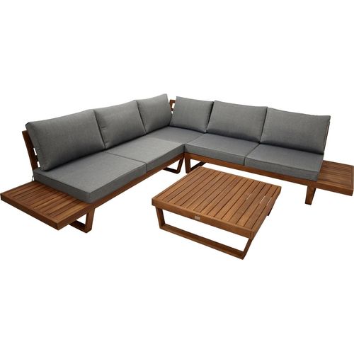 Lounge Set aus Akazienholz, mit Polstern