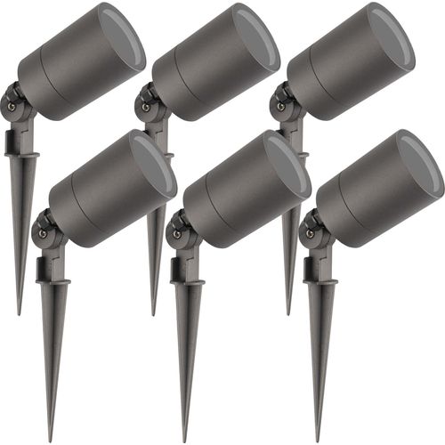 Ledvion 6er Pack LED Gartenstrahler, Anthrazit, IP65, 5W, GU10 Fassung, 2 Meter Kabel, LED-Strahler, LED-Gartenstrahler für Draußen