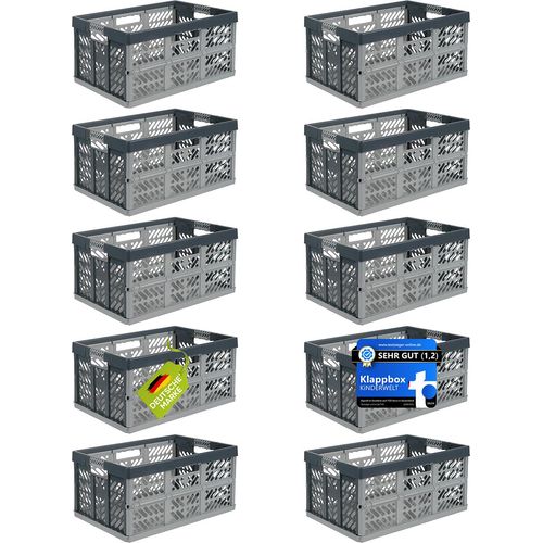 Profi - Klappbox zert. 45 L bis 50 kg silber / grau Faltbox Box Kiste 10 x