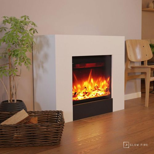 Glow Fire Elektrokamin 'Metis' | LED Standkamin in weiß mit Heizung (1500 W) | HxBxT: 82x98x35 cm