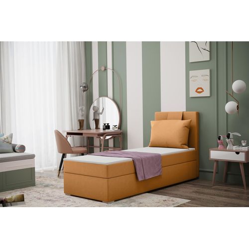 Boxspringbett Schlafzimmerbett SALMA 70x200cm in Stoff Soro Senf