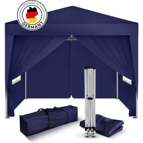 Kronenburg Faltpavillon 2x2m - Wasserfest, UV-Schutz 50+, 4 Seitenteile, blau