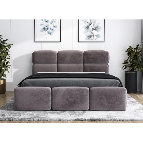Polsterbett MAROKO -OM 140 x 200 mit Bettkasten. Farbe: Grau