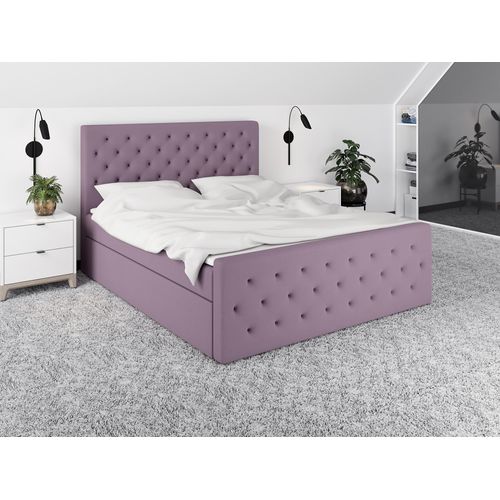 Boxspringbett ALA 200x200 mit 2 Bettkästen, Bonell-Matratze und Topper. Farbe: Rosa