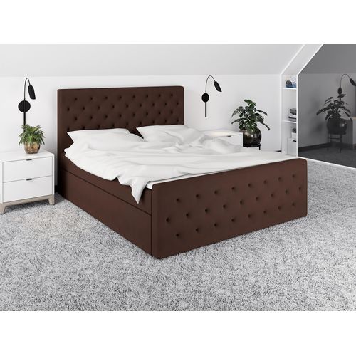 Boxspringbett ALA 180x200 mit 2 Bettkästen, Bonell-Matratze und Topper. Farbe: Braun