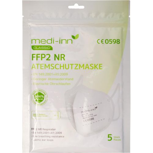Medi-Inn Atemschutzmasken FFP2 weiß ohne Ventil 4-lagig (100 x 5 Stück = 500 Stück)