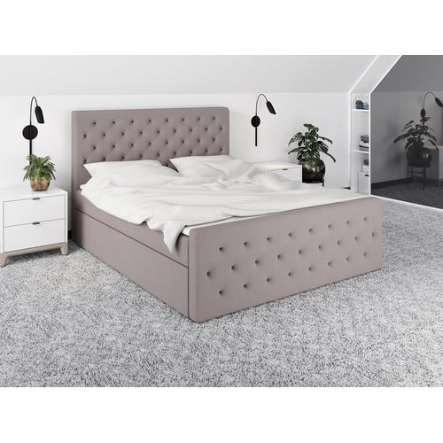 Boxspringbett ALA 120x200 mit 2 Bettkästen, Bonell-Matratze und Topper. Farbe: Beige
