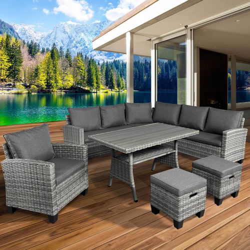 Polyrattan Eck Sitzgruppe HACIENDA grau/anthrazit