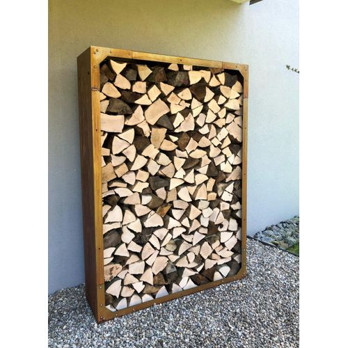 Kaminholzregal Cortenstahl Brennholzregal aussen 150x120x35 cm Metall Holzregal Edelrost Gartenregal