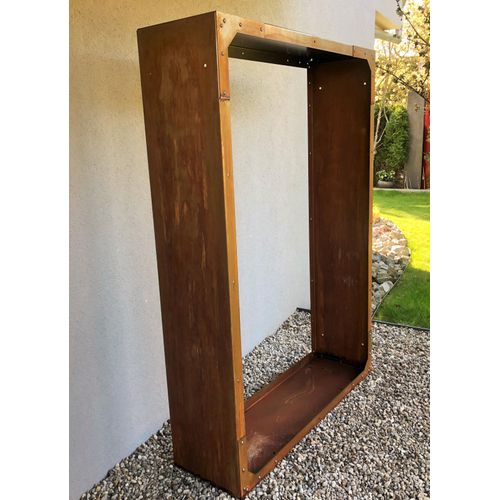 Kaminholzregal Cortenstahl Brennholzregal aussen 170x170x35 cm Metall Holzregal Edelrost Gartenregal