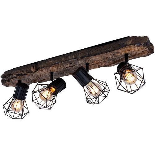 Deckenlampe, Holzoptik, schwarz braun, verstellbar, L 78 cm