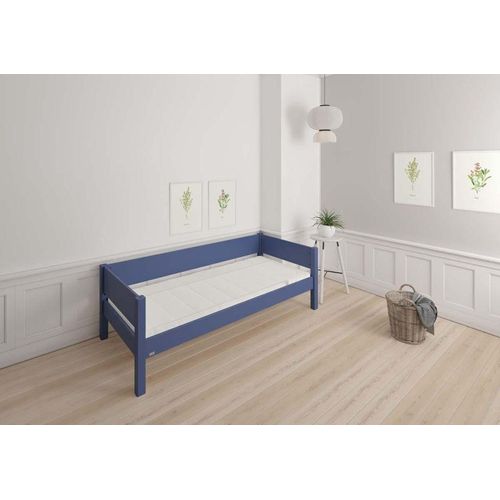 TOR Kinderbett 90 x 160/200 cm Denim Blau, Liegefläche:90 x 160 cm, Bettpfosten:Buche