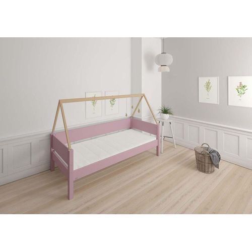 SAGA Hausbett 90 x 160/200 cm Dunkelrosa, Liegefläche:90 x 200 cm, Bettpfosten:Buche