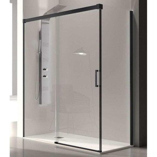Duschwand mit Schiebetür GLASÉ schwarz - 135 cm ohne Seitenstück Glas 8/6 mm