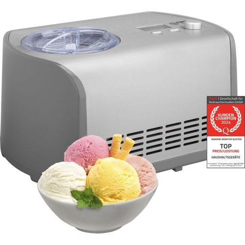 TZS First Austria Eismaschine mit Kompressor 1,2L, Joghurtbereiter, Ice Cream Maker, Edelstahl, Joghurtmaschine, Eisbehälter, Display, selbstkühlend