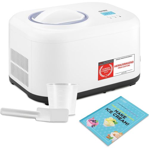 TZS First Austria Eismaschine mit Kompressor 1L, Joghurtbereiter, Ice Cream Maker, Joghurtmaschine, Eisbehälter, Display, selbstkühlend, inkl. Messbecher & Spatel, Rezeptheft