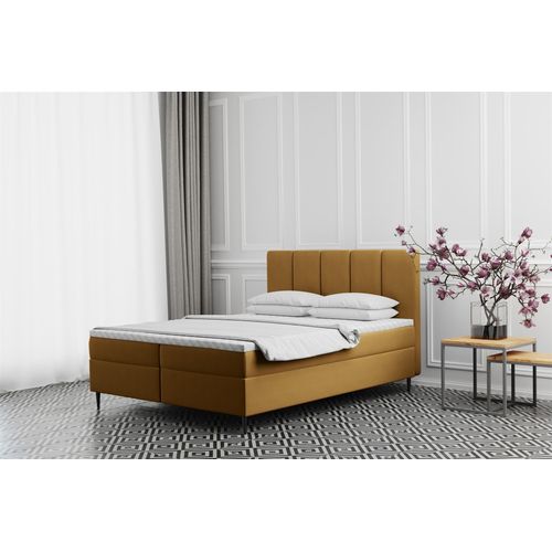 Boxspringbett Schlafzimmerbett MARAL 120x200cm in Stoff Monolith Senf