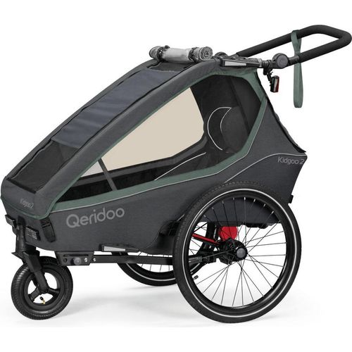 Qeridoo Kidgoo 2 - Kinderfahrradanhänger für 2 Kinder, Farbe:Ivy Green