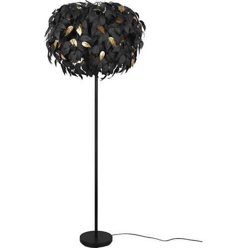 Stehleuchte, Blattdesign, Metall, schwarz gold, H 180 cm