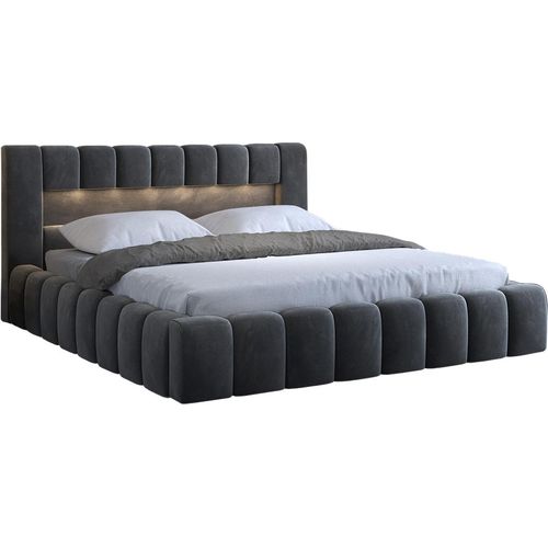 Bett mit Bettkasten 180x200cm Grau