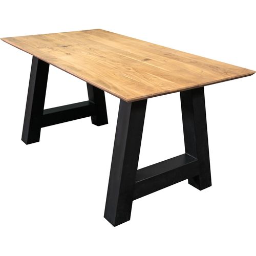 Esstisch 120 x 80 cm Akazie massiv naturfarben Schweizer Kante A-Gestell AMALIE