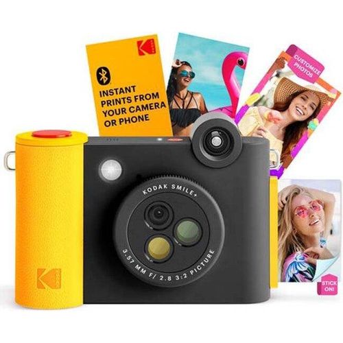 Kodak Smile+ 5MP schwarz-gelbe Sofortbildkamera mit drehbarem Objektiv und MicroSD
