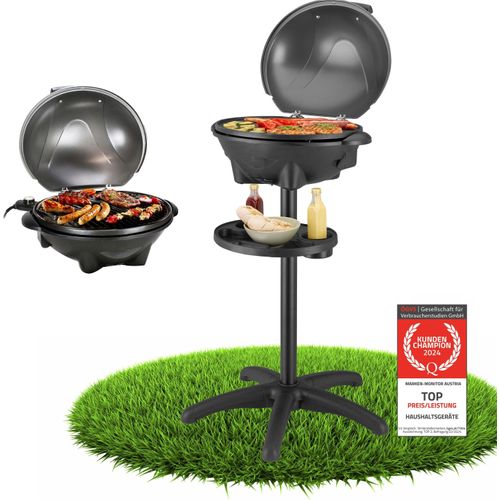 TZS First Austria 2in1 Elektrogrill & Tischgrill, 2400W Grill mit Deckel, Standgrill mit Ablagefläche und Temperaturanzeige