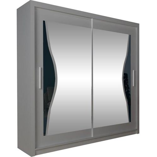 BETTSO Schiebetürenschrank Eleganter Kleiderschrank Schrank Garderobe Schlafzimmer Wohnzimmerschrank Schiebetüren 180x62x216cm TUMI Grau