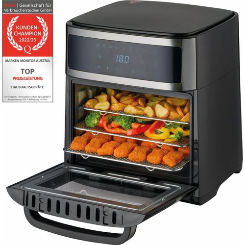 TZS First Austria Heißluftfritteuse 13L, 1700W, 8 Programme, XXL Edelstahl, Minibackofen, Heißluft Ofen, Vorheizen & Warmhalten, Kompaktfriteusen, Friteuse Air Fryer ohne Öl