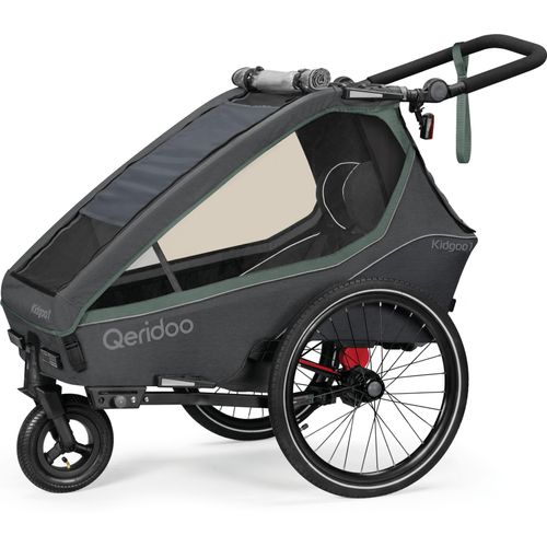 Qeridoo Kidgoo 1 - Kinderfahrradanhänger für 1 Kind, Farbe:Ivy Green