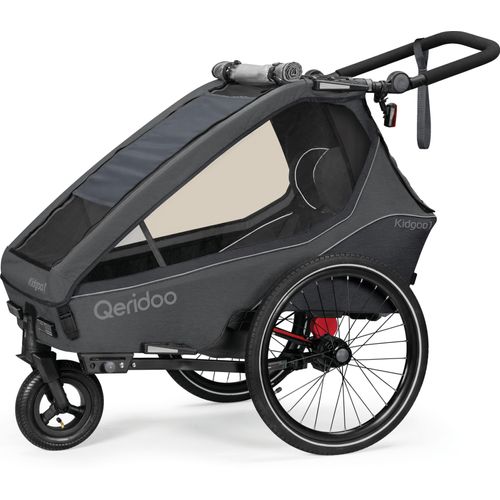 Qeridoo Kidgoo 1 - Kinderfahrradanhänger für 1 Kind, Farbe:Steel Grey