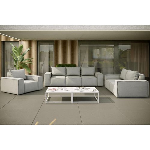 Gartenmöbel-Set GARDENT 3-2-1 wetterfester Stoff NXL Hellgrau
