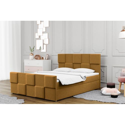 Boxspringbett Schlafzimmerbett MURILO 200x220cm in Stoff Monolith Senf