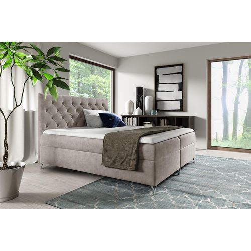 Boxspringbett Schlafzimmerbett AMBRE 120x200cm in Stoff Fresh Beige