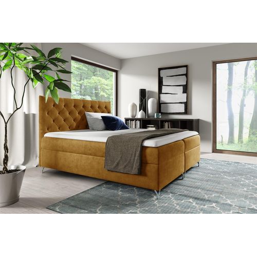 Boxspringbett Schlafzimmerbett AMBRE 120x200cm in Stoff Fresh Senf