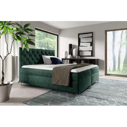 Boxspringbett Schlafzimmerbett AMBRE 140x200cm in Stoff Fresh Grün