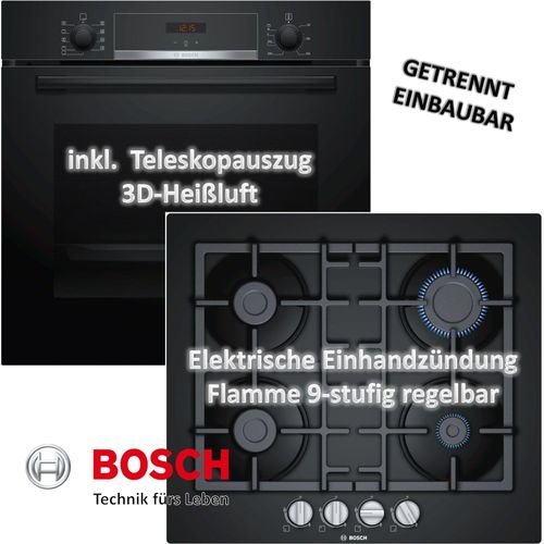 Bosch Backofen HBA534EB0 mit Bosch Gaskochfeld PNP6B6B90 - autark, 60cm