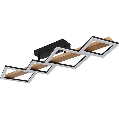 LED Deckenleuchte, Holz, Quadrate schwarz, L 92 cm