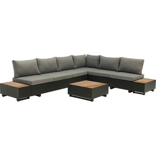 Gartenmöbelset Loungeset SenS-Line garden furniture 5 -Sitzer bestehend aus: Dreisitzer-Sofa, 2 Mittelteilmodule, Eckmodul, Tisch, 2 Beistelltische Aluminium Kunststoff Textil braun schwarz
