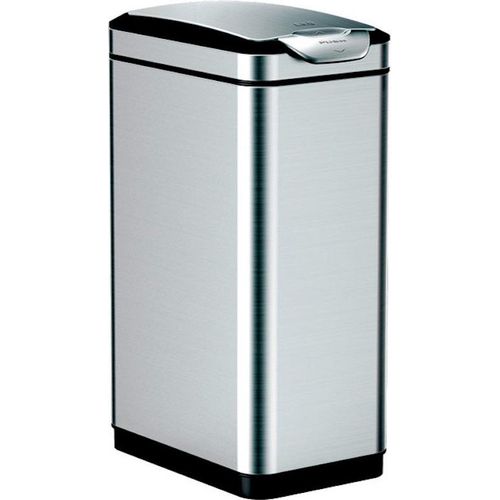 Modern designter Abfallsammler aus gebürstetem Edelstahl | 30 Liter, HxBxT66,5x40x25,2cm | Silber