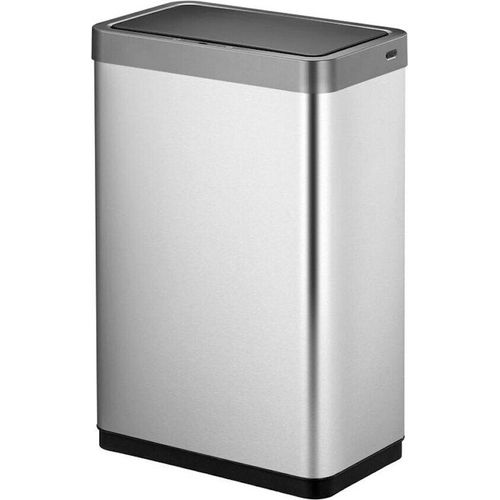 Sensor-Abfallbehälter aus mattem Edelstahl | 20+20 Liter, HxBxT 64,8x47x28cm | zwei Kunststoff-Inneneimer | Automatische Öffnung/Schließung | Silber