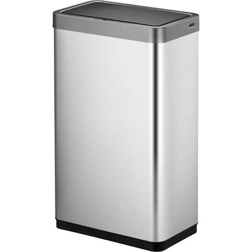 Sensor-Abfallbehälter aus mattem Edelstahl | 80 Liter, HxBxT 72,2x47x27,8cm | Automatische Öffnung/Schließung | Silber