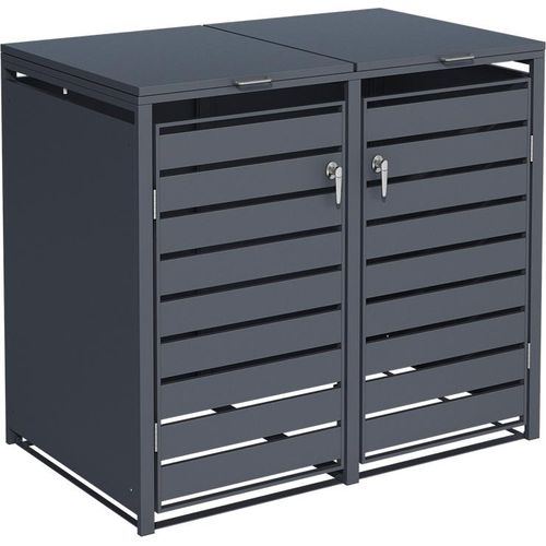 Mülltonnenbox Müllbox Mülltonnenverkleidung 2 Türen Box mit Deckel Anthrazit