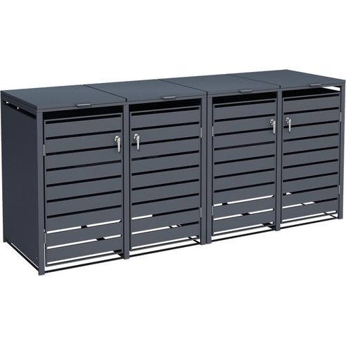 Mülltonnenbox Müllbox Mülltonnenverkleidung 4 Türen Box mit Deckel Anthrazit
