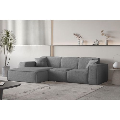 Ecksofa Designersofa CELES PREMIUM Stoff Ascot Bukla Graphit Ottomane Links
