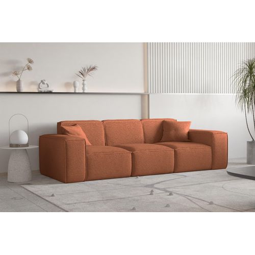 Sofa Designersofa CELES PREMIUM 3-Sitzer in Stoff Ascot Bukla Terracotta