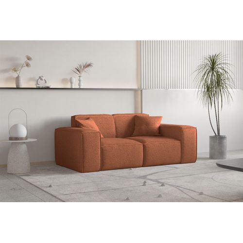 Sofa Designersofa CELES PREMIUM 2-Sitzer in Stoff Ascot Bukla Terracotta